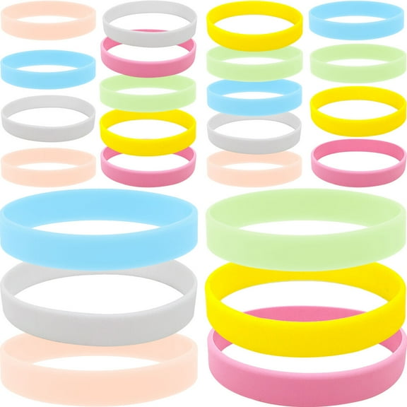 BESTYASH Glow in The Dark Luminous Silicone Bracelets Assorted Favors 24Pcs