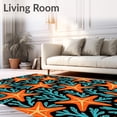 thumbnail image 2 of ODIKA 2'x3' Machine Washable Non-Slip Area Rug, Tropical Starfish Coral Reef Design Bathroom Floor Covering High Traffic Rug with Pad, Black, 729619, 2 of 8
