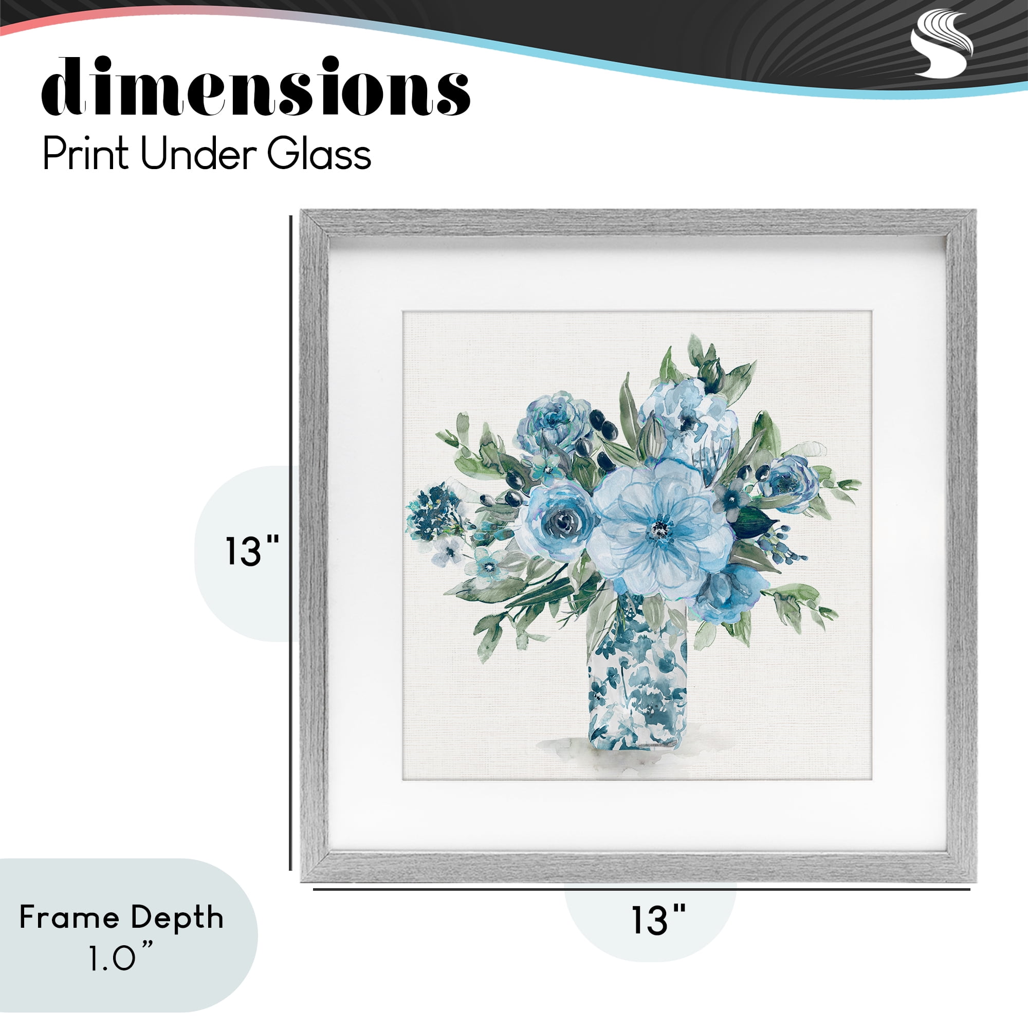 Stupell Industries Pastel Blue Bouquet Foliage Gray Framed Print Under Glass, design by Carol Robinson