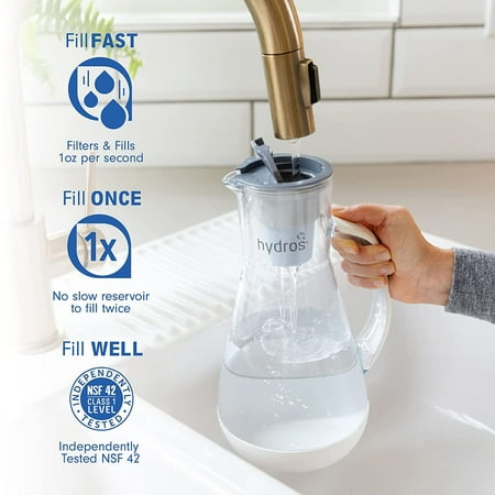 

64oz Pitcher | Powered by Fast Flo Tech | 60 Second Quick Fill-Up | 8 Cup Capacity Pitcher | BPA Free Plastic | Grey