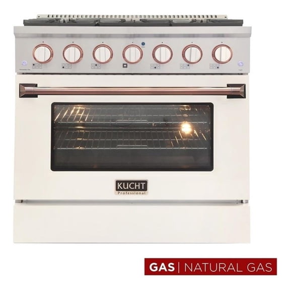 Pemberly Row 36" Stainless Steel Natural Gas Range in Silver/White
