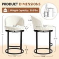 thumbnail image 2 of ClinQ Swivel Counter Height Bar Stools Set of 3, Fabric Upholstered Barrel Bar Chairs with Auto Return, Curved Back and Black Metal Frame, Beige, 2 of 7