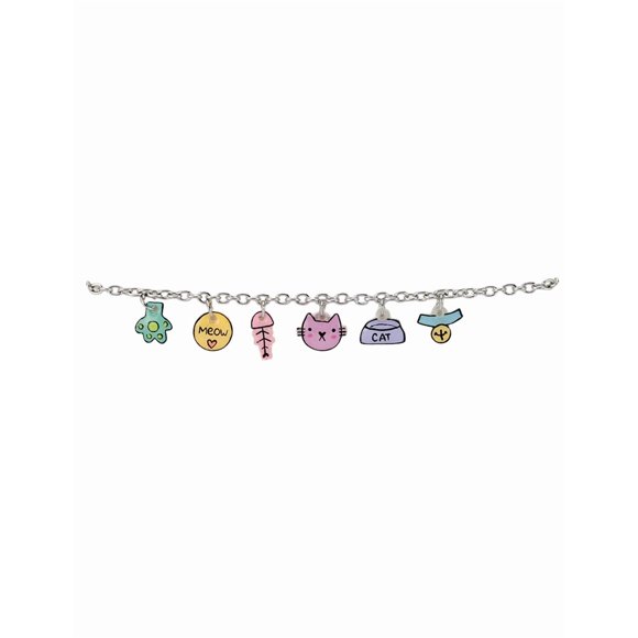 Pulsera artesanal cat lover 5 dijes