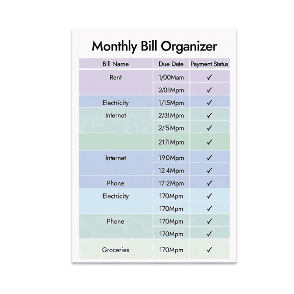 Monthly Bill Organizer Wall Decor - Budgeting Enthusiast - 13x19 Poster Print