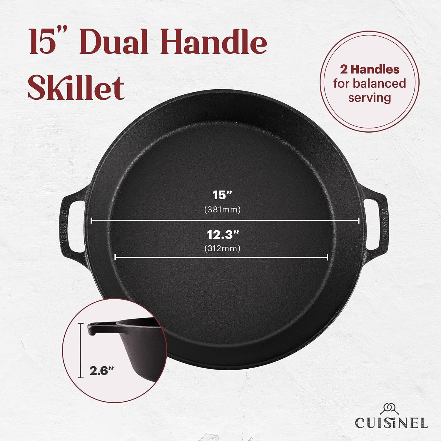 Cuisinel Cast Iron Lid - Fits 10-Inch Lodge Skillet Frying Pans or Braiser  + Silicone Handle Holder + Care Guide - 25.4-cm Pre-Seasoned Universal