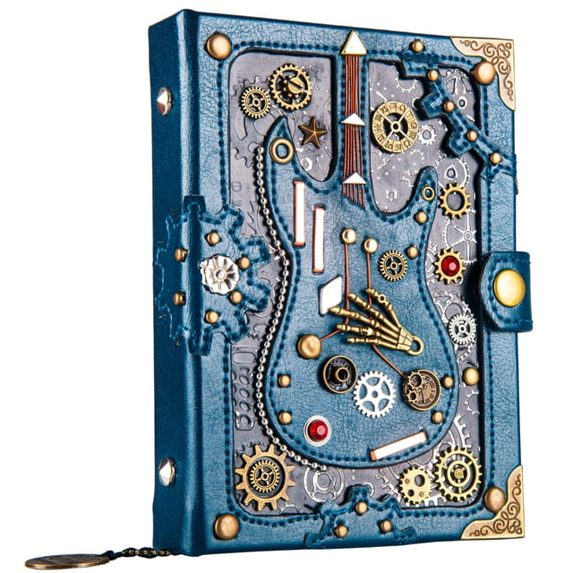 Libreta LZlightActor de piel estilo punk, tamaño A5, color verde