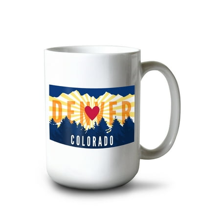 

15 fl oz Ceramic Mug Denver Colorado Heart and Treeline (Horizontal) Dishwasher & Microwave Safe