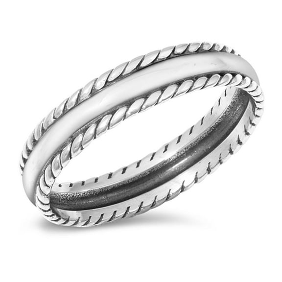Simple Rope Border Ring .925 Sterling Silver Band Jewelry Female Male Unisex Size 4