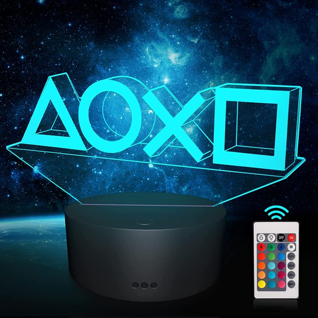 Luz nocturna con ilusión 3D, 16 colores, función de carga USB, utilizada para decoración de habitaciones, niños, hombres, jugadores, fanáticos de los juegos, regalos de cumpleaños y día de