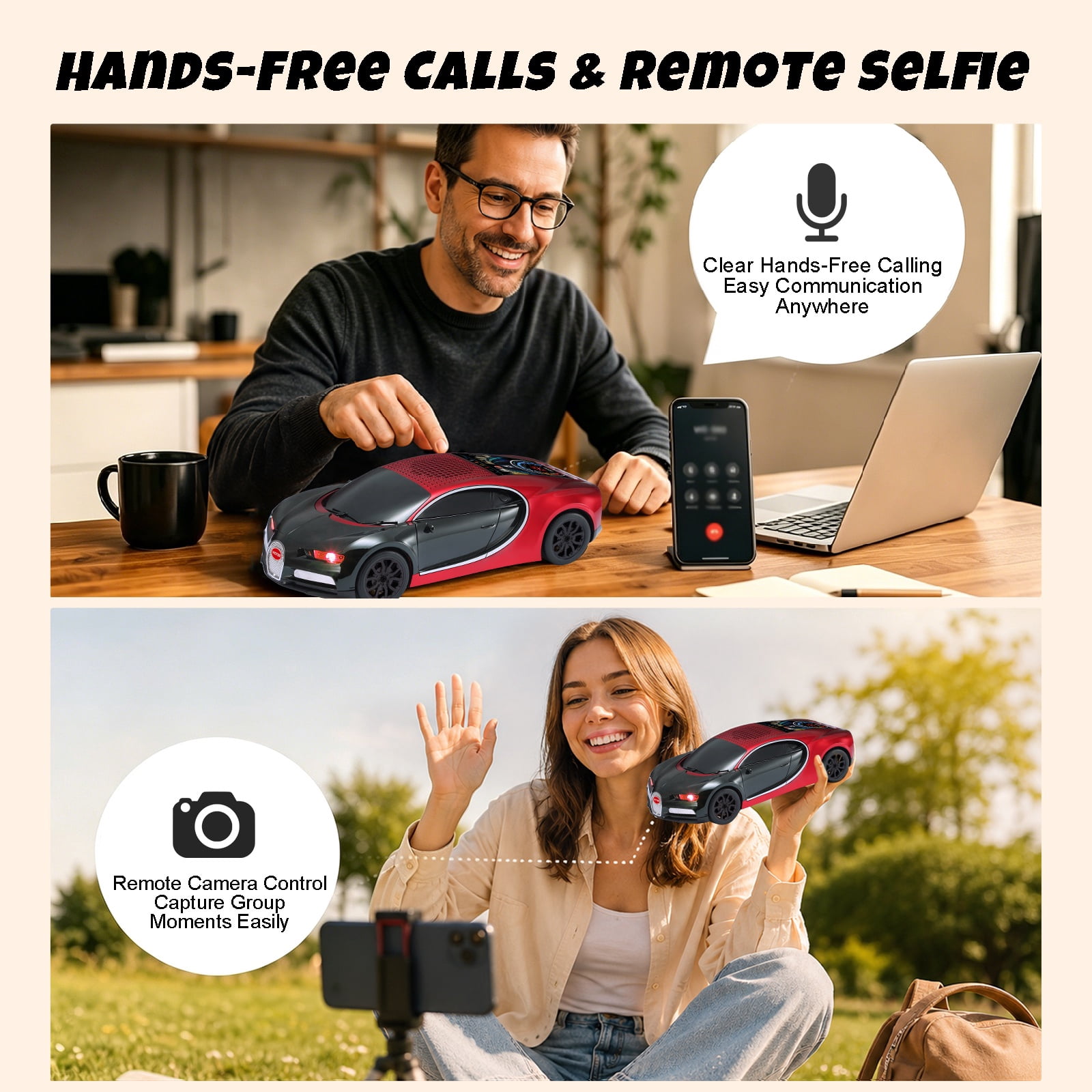 WSTER WS-660 portable Bluetooth speaker is a cool, car-shaped wireless speaker with LED lights, an FM radio, and TF card support.Suitable for desktop decorations/computer use/outdoor use/party use