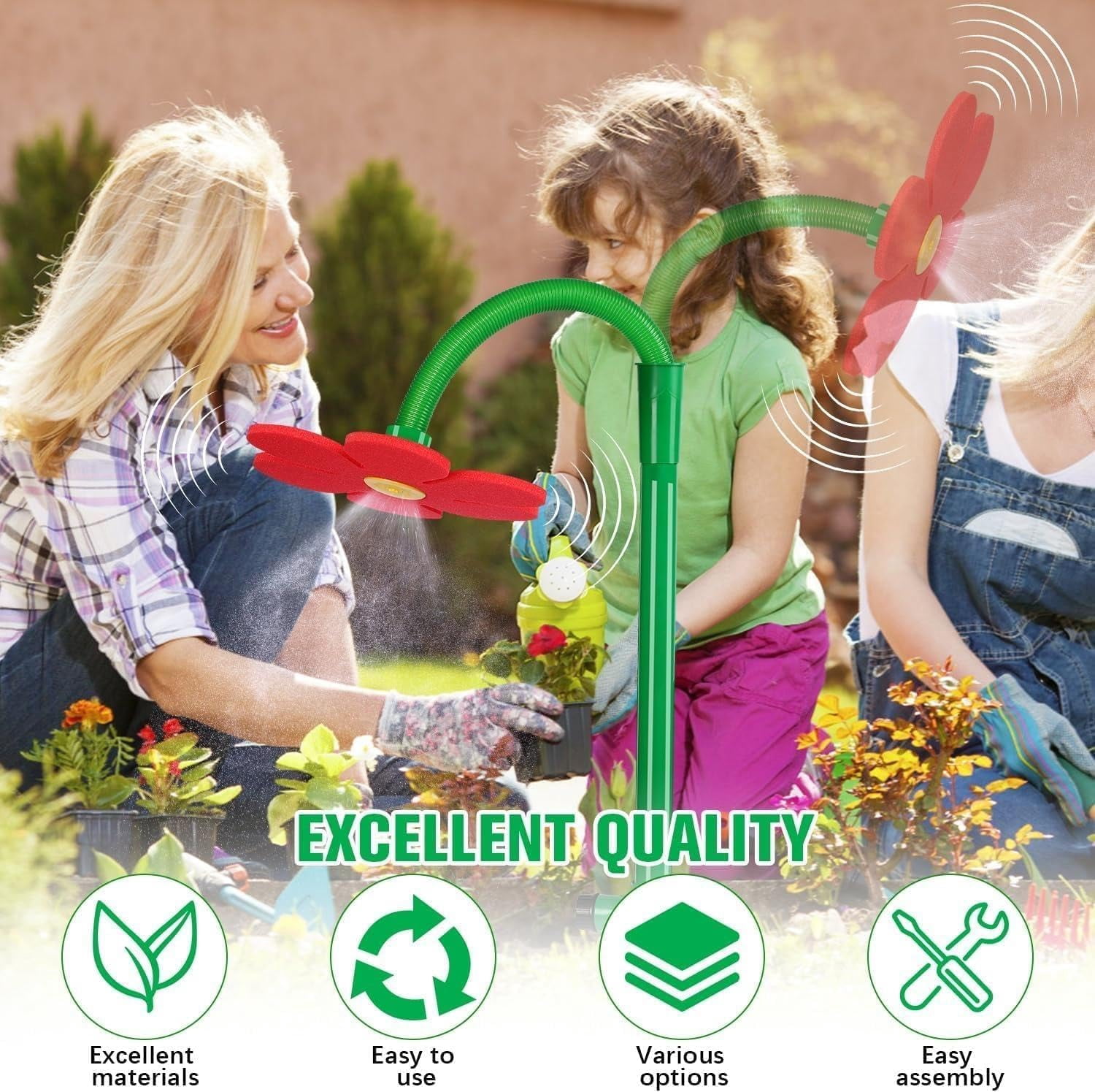 Crazy Daisy Sprinkler Dancing Flower Daisy Water Sprinkler,360 Rotatable Sun Garden Sprinkler Stake with Adapter,Lawn Sprinkler for Yard Watering Dogs  (Yellow)