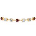 thumbnail image 2 of Gem Stone King 18K Yellow Gold Plated Silver Lab Grown Diamond Tennis Bracelet for Women Rhodolite Garnet Moissanite (2.81 Cttw, Fully Adjustable up to 9 inch), 2 of 3