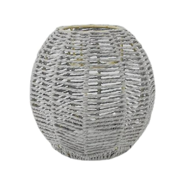 1 lámpara colgante de ratán con pantalla de papel, estilo retro, tejida a mano. Gris A