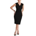thumbnail image 2 of MODA NOVA Pencil Dress for Juniors Sleeveless Wrap V Neck Belted  Dresses, 2 of 5