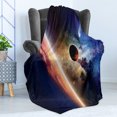 thumbnail image 4 of Outer Space Soft Flannel Fleece Blanket, Comet Approaches Vibrant Planet Scientific Realities in Solar System World Scene, Cozy Plush for Indoor and Outdoor Use, 60" x 80", Red Blue, by Ambesonne, 4 of 5
