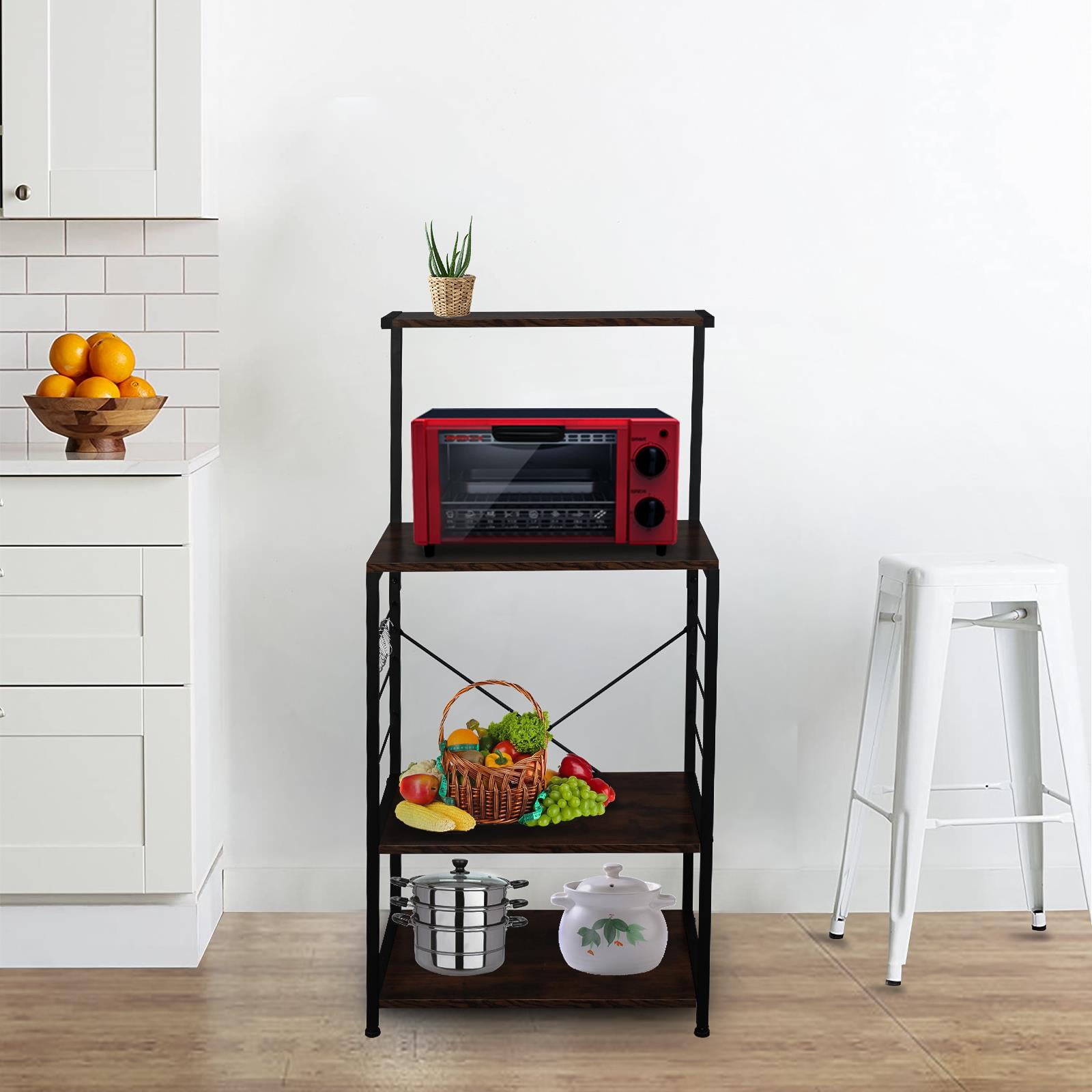 UBesGoo Rustic Kitchen Baker's Rack, 4Tier Microwave Oven Stand