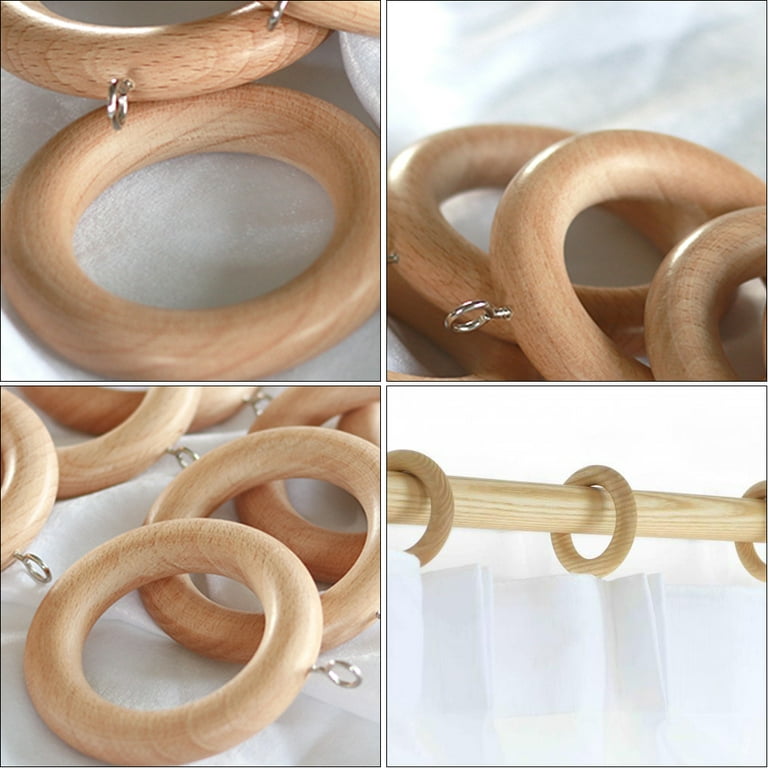 Curtain Rings Ring Wood Wooden Rod Roman Hooks Hanging Drapery Curtains  Clip Trends Window Lifting Pole Clamp Shower 