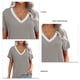 thumbnail image 5 of Blusa con cuello en V Manga corta Costuras de guipur Blusa ajustada suelta Camisa superior para mujer Verano Gris L, 5 of 5