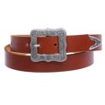thumbnail image 2 of Western Thick Leather Belt with Vintage 2-piece Center Bar Framed Buckle Set, 2 of 5