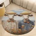 thumbnail image 5 of Farmhouse Highland Cow Funny Cattle And Flower Soft Bedroom Round Area Rug, Washable Cute Nursery Circle Throw Mat, Non-Slip Contemporary Small Low Pile Floor Carpet for Dorm Bedside, 5 of 7