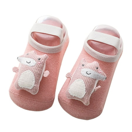 

BueatyH 1 Pair Toddlers Sock Shoes Cartoon Animal Non-slip Skin Friendly Baby Floor Socks for Spring