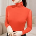 thumbnail image 2 of Sexlip Women's Soft Long Sleeve High Neck Sheer Mesh Tops Pullover Baselayer Fitted Undershirts Lightweight Slim Trendy Shirts Orange XXL, 2 of 6