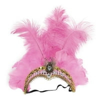 ZQUUVOU Women's Feather Headpiece Carnival Feather Sequin Headdress for Masquerade Party Vegas Showgirl Headbands Pink