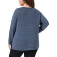 thumbnail image 3 of Plus Size Sweatshirts for Women 2025 Fall Side Split Long Sleeve Crew Neck Casual Pullover Loose Knit Blouse Top 1X Dark Blue, 3 of 6