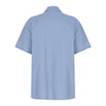 thumbnail image 3 of Designer Spring Summer Men's Casual Cotton Linen Solid Color Short Sleeve Shirts Loose Shirts3XL, 3 of 4
