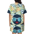 thumbnail image 3 of Kdxio Black Head Woman with Marijuana Hair Print Pajamas Sets for Women Short-Sleeved Pjs with Lounge Shorts Two Piece Sleepwear S-4XL, 3 of 8