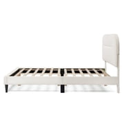 Bowery Hill Modern Boucle Fabric Mattress Ready Queen Bed in White