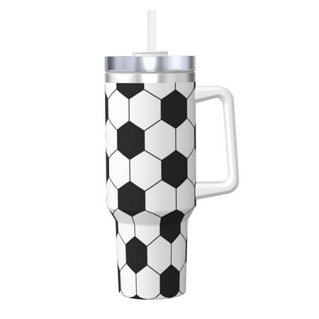 

Matuu Soccer Ball for 40OZ Ice Cup with Handle Durable Thermal Cups Keep Drinks Cold and Hot Insulated Car Mug with Lid