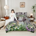 thumbnail image 4 of Castle Fairy Teens Old Barn Door Full Size Comforter Sets 3-Piece,Western Horseshoe Bedding Comforter Set,Spring Garden Flowers Lightweight Bedding Sets,Microfiber Bedroom Decor,Reversible, 4 of 8