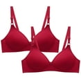 thumbnail image 2 of Elainilye Fashion Wireless Bra for Women 2pcs Bra Soild Wire Free Underwear Everyday Bras Small Cup Underwear,Red, 2 of 6