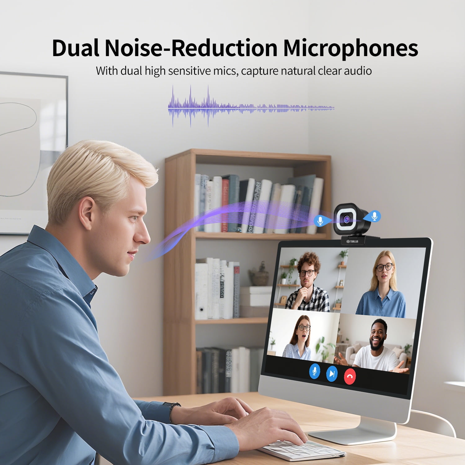TOALLIN SC106L Autofocus 4K PDAF Webcam,12MP,Built-in Ring Light &Dual Mics,with Remote,5X Digital Zoomwide Compatibility