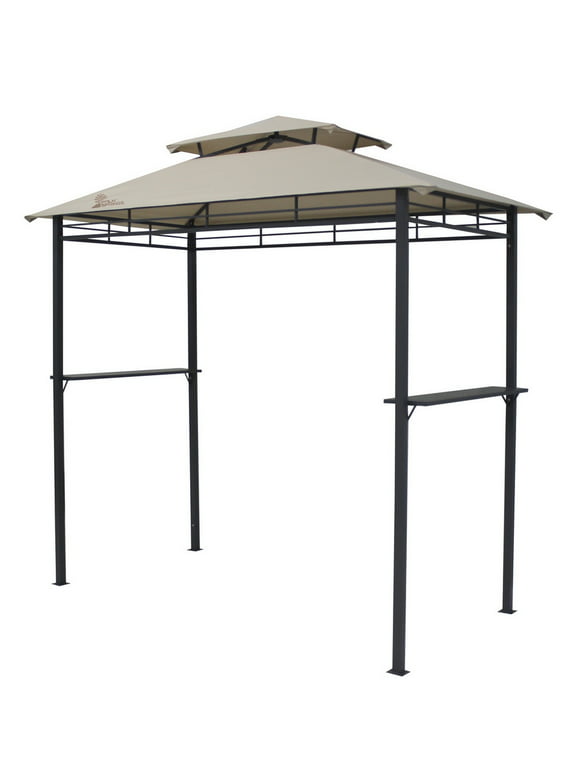 Palm Springs Deluxe 8FT Double-Tier Barbecue Canopy / BBQ Grill Tent Beige