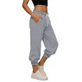 thumbnail image 4 of Womens Jogger Capris Ruffle Drawstring Waist Capris Pants Comfortable Loose Casual Cropped Trousers Gray XXL, 4 of 5