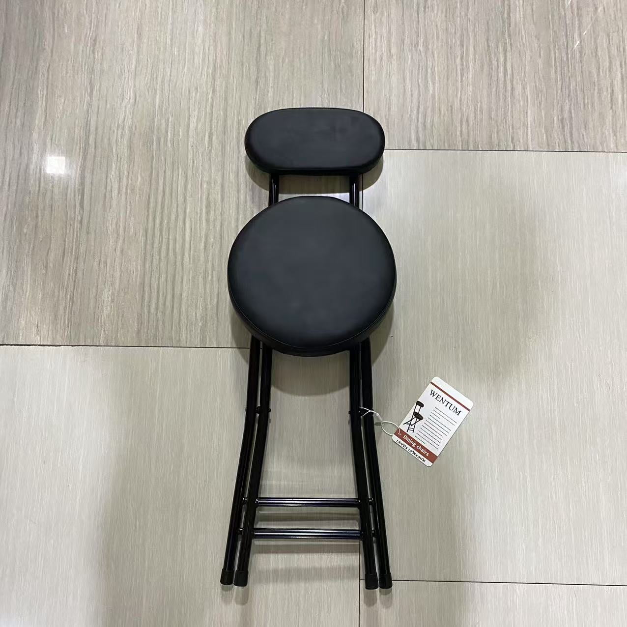WENTUM Dining chairs,Cushioned Padded Folding Stool,23.6-Inch Counter Height Bar Stool,Portable Folding Stool with Handle for Fishing Hiking Gardening Travel BBQ