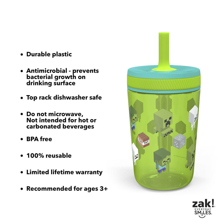 Zak Designs 27 oz. Minecraft Stainless Steel Water Bottle with Flip-up  Straw Spout, TNT and Creepers 