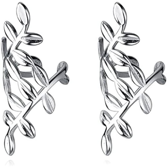 Solid 925 Sterling Silver Leaf Cuff Earrings Cartilage Wraps for Women Leaf Cuff Earrings Helix Cuffs Non Piercing