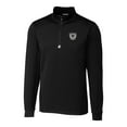 thumbnail image 2 of Men's Cutter & Buck Black Las Vegas Raiders Throwback Logo Traverse Stretch Quarter-Zip Big & Tall Pullover Top, 2 of 3