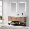 thumbnail image 4 of Vinnova Alistair 60" White Stone Top Oak Double Vanity Black Frame w/o Mirror, 4 of 17