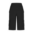 thumbnail image 4 of Mlzmgr Biker Shorts for Women Cargo Pants with Pockets Athltic Long Shorts Elastic Waist Casual Hiking Workout, 4 of 5