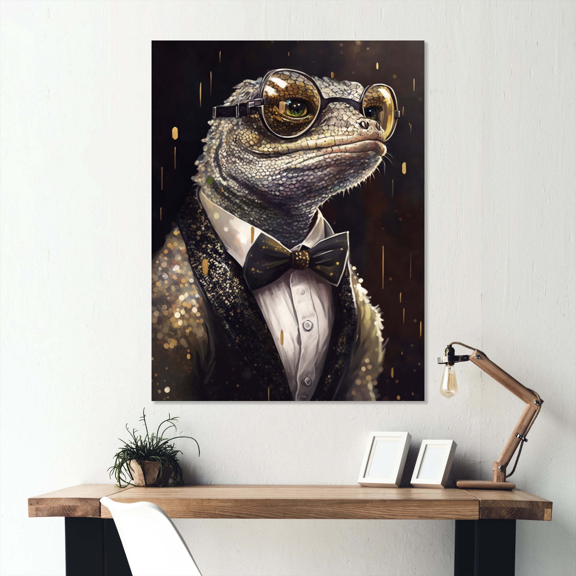 Designart Disco Style Tuxedo Reptile II Canvas Wall Art