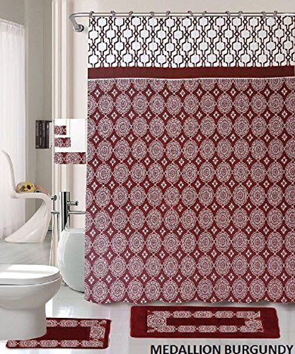 Details about   Pink Flower Skull Shower Curtain W Hook Bath Mat Bathroom Toilet Cover Rug Set 