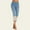 X-133Blue, variant on ZHOGXU Women Casual Jeans Elastic Waist Lace Trim Slim Fashion Stretch Calf Length Denim Pants Trousers For Outdoor Activities,Black,L