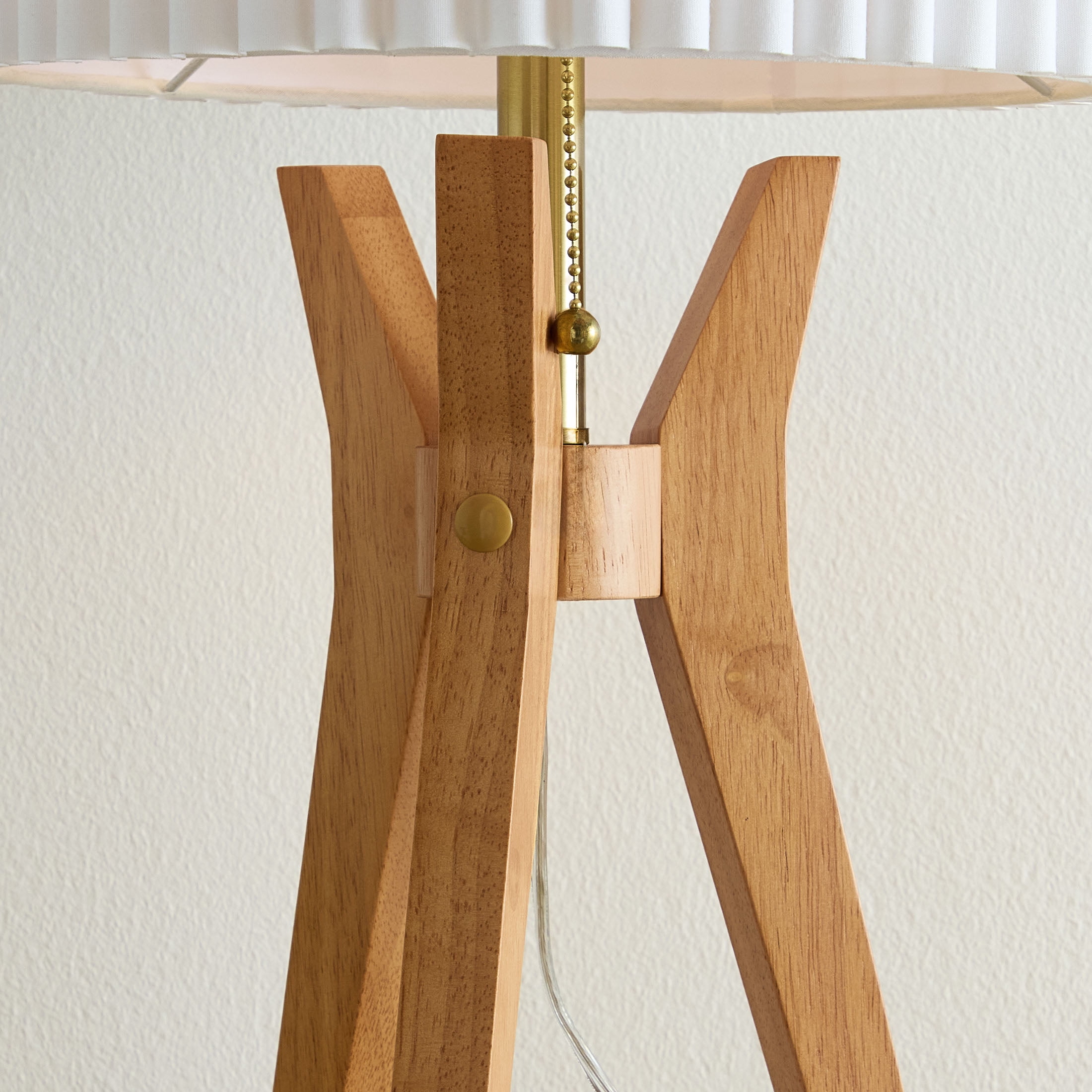 Better Homes & Gardens 24" Tripod Table Lamp with Natural Wood Base and Pleated Shade