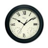12" Battery Operated Black Large Print Roman Numeral Outdoor Clock, Thermometer and Hygrometer
