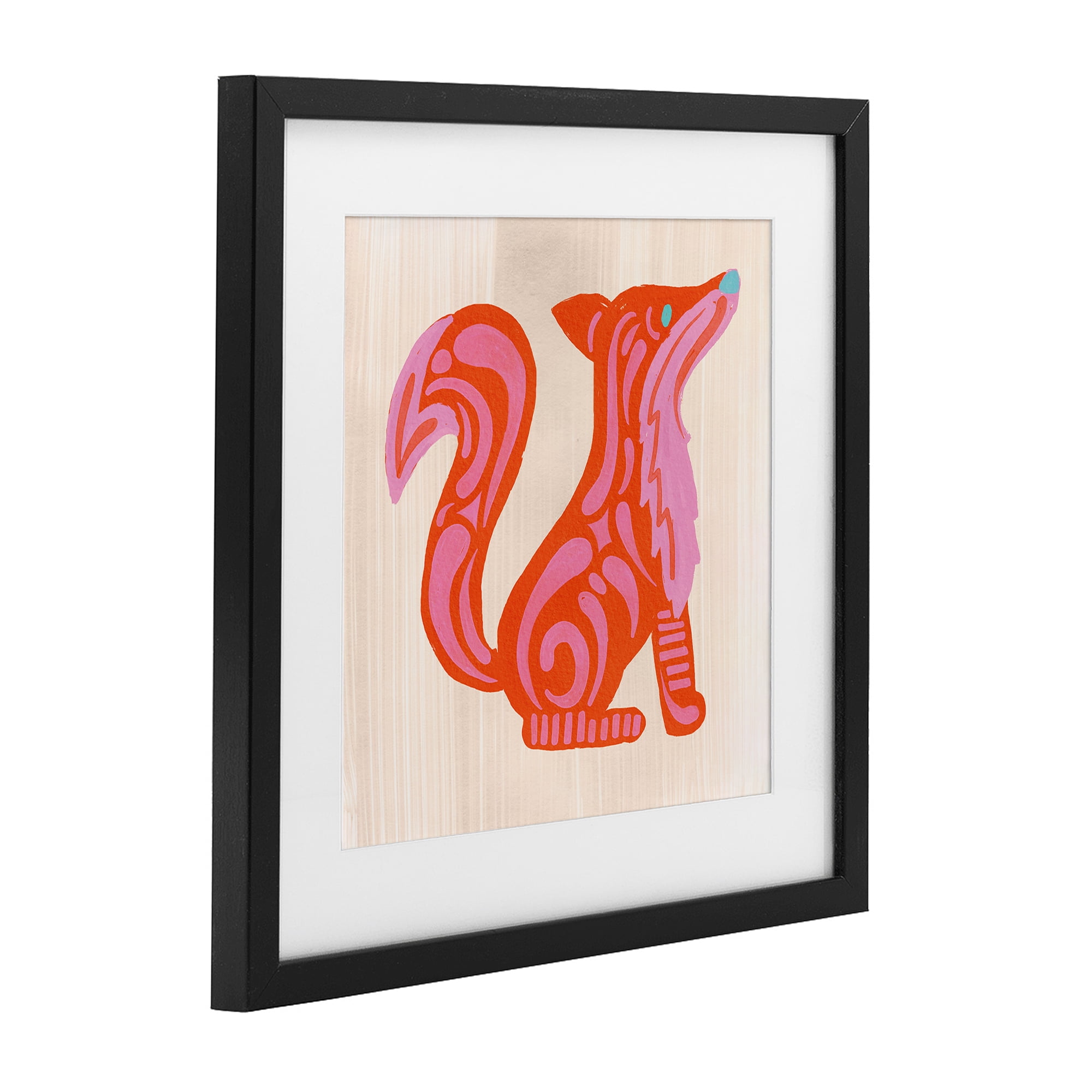 Stupell Industries Whimsical Folk Fox Vibrance Black Framed Print Under Glass, design by The Paper Curator