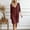 Wine, variant on Vetsdori Black Women's Solid Color V-Neck Lace 3/4 Sleeve Linen Shift Dress Casual Flowy Summer
